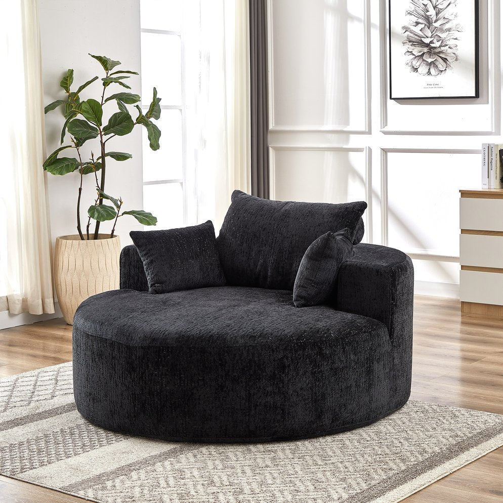 English Elm 55'l Chenille Lounge Chair Fluffy Pillow Back Sleeper for Living Room or Bedroom W834P431153