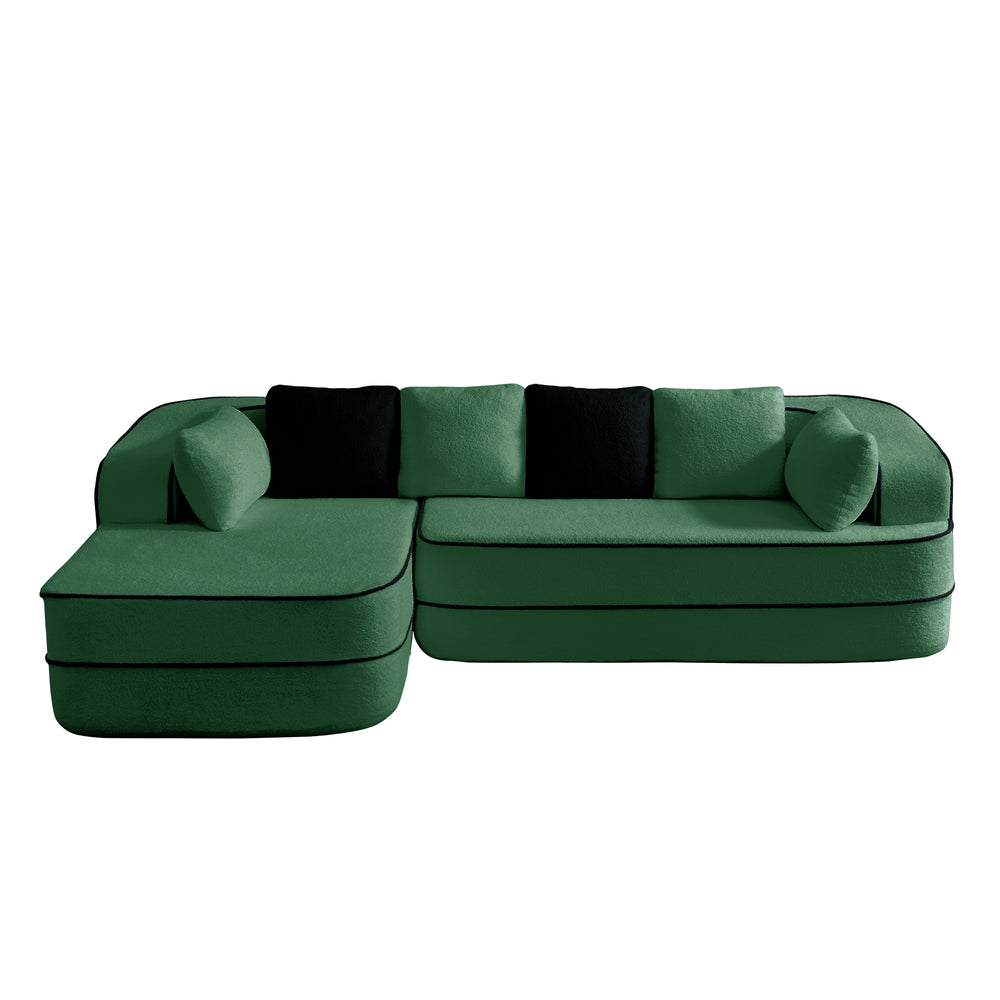 English Elm 106" Plush Teddy Fabric L-Shaped Chaise Sofa - No Assembly, Fluffy Comfort For Modern Living Rooms! W714S01422