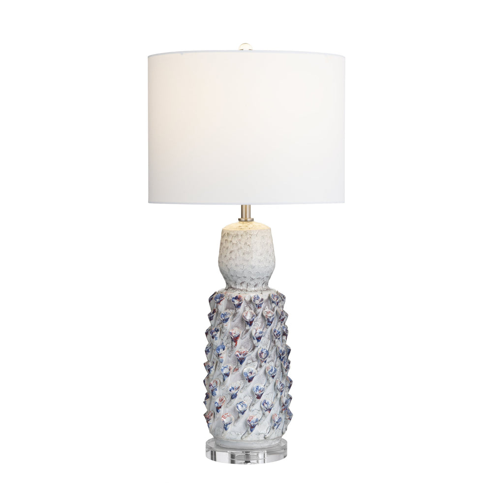 Crestview Collection 31.5"H Coastal-inspired Ceramic Table Lamps Set Of Two With Dimensional Design & Linen Shades   Cvap3238