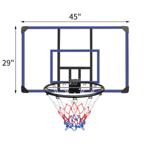 English Elm Wall-mounted Basketball Hoop Shatterproof Backboard Folding Rim All-weather Net W1408P198975
