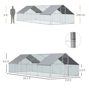 English Elm 9.8' Walk-in Galvanized Steel Chicken Run with Oxford Cloth Roof for 24 Birds T3971S00044