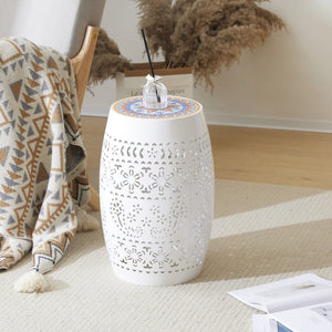 English Elm Christopher Knight Home® - Ruby 12" Mosaic Side Table - White Ceramic Tile Top With Unique Cut-Out Metal Base For Indoor/Outdoor Use N770P182376W