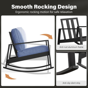 English Elm Aluminum Powder Coated Outdoor Rocking Set with Side Table for Porch or Deck B082P455104