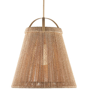 Currey & Company Parnell Medium White Pendant Light - Elegant Bell-shaped Design With Adjustable Chain For Versatile Style Natural Abaca Rope ,Wrought Iron ,Glass 9000-1303-currey-company