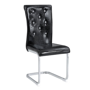 English Elm Luxury Pu Upholstered Dining Chair Set of 4 with Channel Stitching and Metal Legs Black W1512P491880