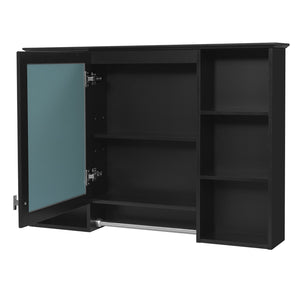English Elm 3-in-1 Wall Mounted Bathroom Medicine Cabinet with Soft Close Mirror and Towel Bar Black N710P358613B
