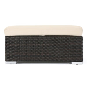 English Elm Christopher Knight Home® - SANTA SANTA ROSA Ottoman with Water-Resistant Cushion, Aluminum Frame, Faux Rattan Outdoor Seating Multi 57546.00ALUMBRN