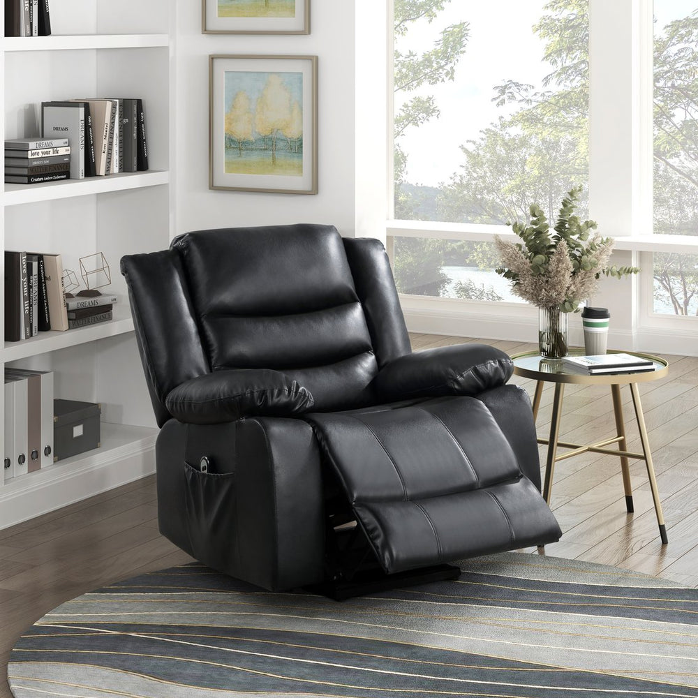 English Elm Modern Power Lift Recliner Chair Faux Leather Upholstery Standing Assist Living Room Black B011P202513