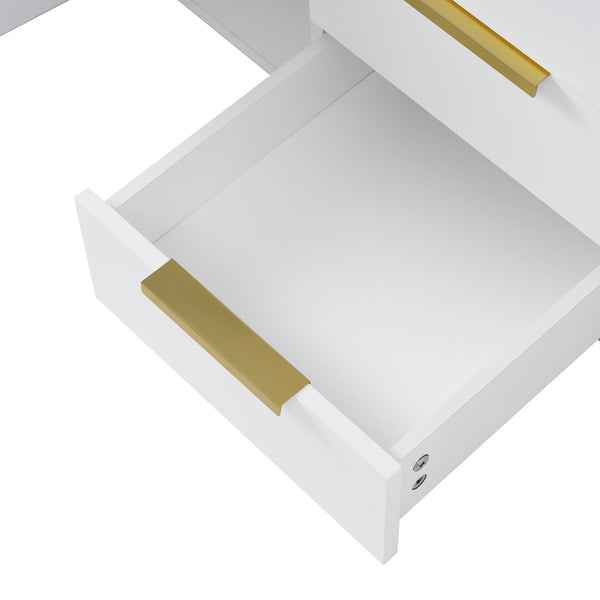English Elm 72'' Wall Mounted Bathroom Vanity with 4 Drawers & Double Cabinets, Waterproof MDF, Smooth Slide Rails White N710SS00009K