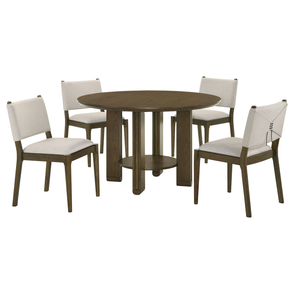 English Elm Aston Mid-century Counter Height Dining Set Walnut Finish Bentwood Chairs for Kitchen B062S01622