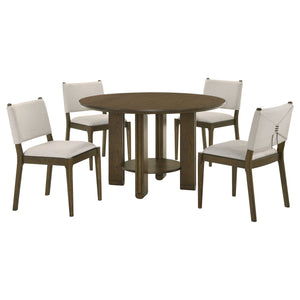 English Elm Aston Mid-century Counter Height Dining Set Walnut Finish Bentwood Chairs for Kitchen B062S01622