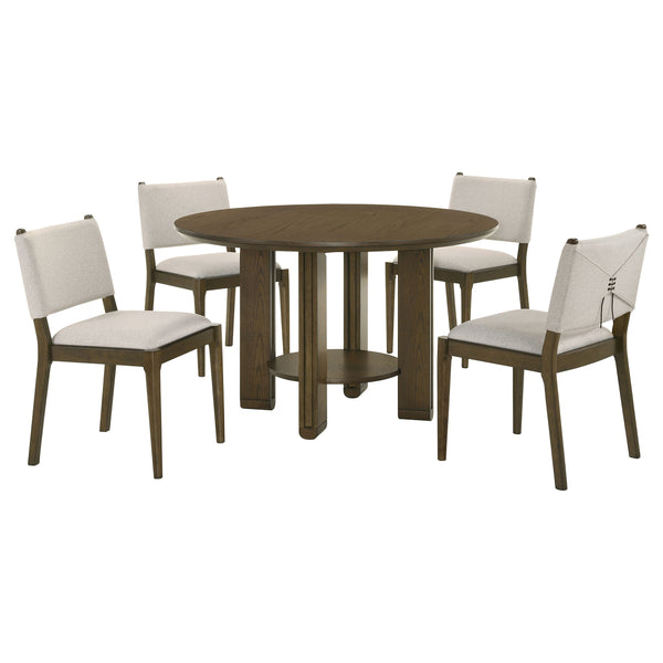 English Elm Aston Mid-century Counter Height Dining Set Walnut Finish Bentwood Chairs for Kitchen B062S01622