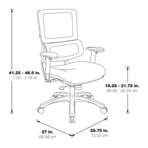 OSP Home Furnishings Vertical Mesh Back Ergonomic Manager Chair with Lumbar Support and Polished Base Titanium 99667T-2M