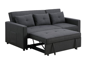 English Elm Zaira Linen Convertible Sleeper Sofa with Side Pocket for Small Spaces and Guests Dark Gray B2749S00190
