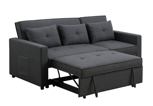 English Elm Zaira Linen Convertible Sleeper Sofa with Side Pocket for Small Spaces and Guests Dark Gray B2749S00190
