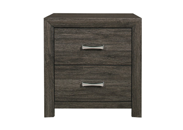 English Elm Dark Gray Finish Nightstand with Chrome Handles, Contemporary Edina Bedroom Accent Table, 23.5x16.5x24.5" B011P199391