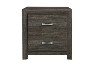 English Elm Dark Gray Finish Nightstand 1 Piece Chrome Tone Handles Contemporary Design Bedroom Furniture Bed Side Table