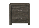 Dark Gray Finish Nightstand with Chrome Tone Handles - Contemporary Bedroom Furniture