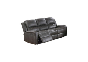 English Elm Modern Tufted Reclining Living Room Set Three Piece Smoke Faux Leather Sofa Collection B011S02366