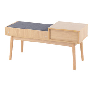 English Elm Telephone Upholstered Storage Bench Solid Wood Frame Grey Seat for Entryway or Bedroom B202P223659