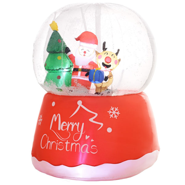 English Elm Outsunny 5.5Ft Inflatable Christmas Crystal Ball With Santa & Reindeer, Led Lights For Festive Decor W2225P249950-GIGA