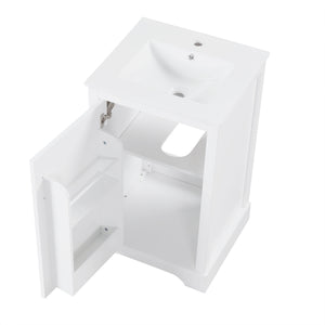 English Elm 20" Bathroom Vanity With Soft-Close Door, Ceramic Sink, Adjustable Shelves & Chic Storage Solutions N725P351852K