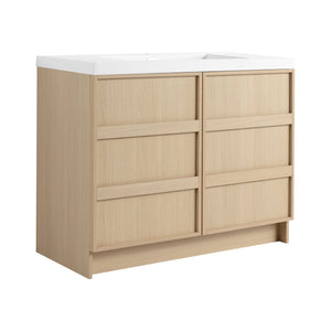 English Elm 42" Freestanding Bathroom Vanity Plywood Base Resin Sink Soft Close Doors Dune Oak W999S00510