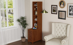 English Elm End Table With Built-In Charging, 3 Drawers & 4 Open Shelves For Smart, Organized Living Space W2593P289148