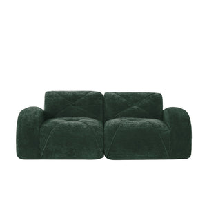 English Elm 2-seater Tufted Velvet Cloud Sofa Frameless High Density Foam Retro Luxe Living Room Green W714P387032