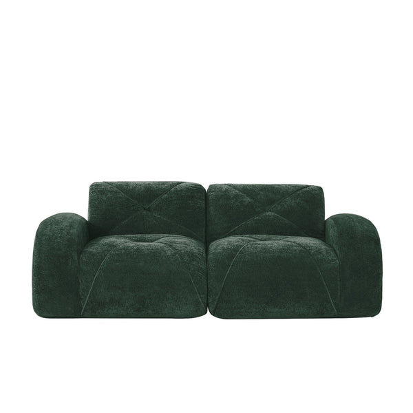 English Elm 2-seater Tufted Velvet Cloud Sofa Frameless High Density Foam Retro Luxe Living Room Green W714P387032