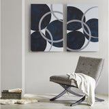 INK+IVY Celestial Orbit Navy Modern/Contemporary Silver Foil Abstract 2-piece Canvas Wall Art Set II95C-0142 Navy