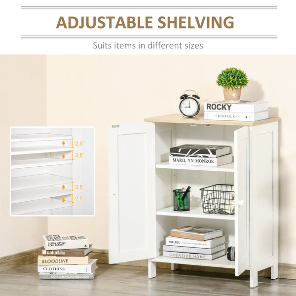English Elm Homcom Modern Storage Cabinet With Adjustable Shelves, Stylish Double Door Cupboard For Any Space W2225P200527