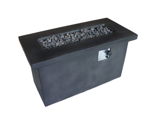 English Elm 24'' Concrete Propane/Natural Gas Outdoor Fire Pit Table with 50,000 BTU, Stainless Steel Burner, Weather-Resistant Charcoal B120P247489