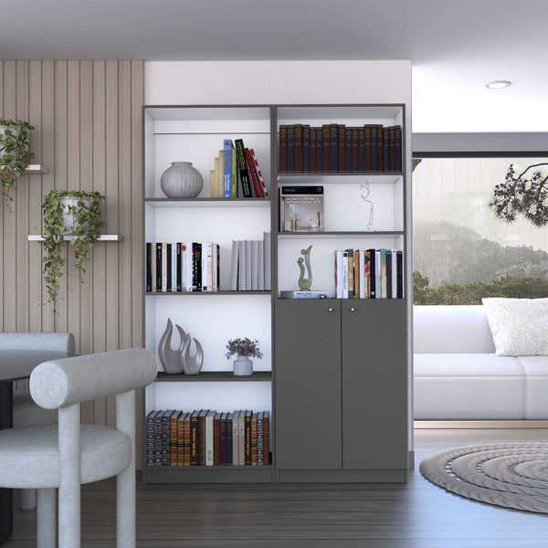 English Elm Dupree Elegant 2-Piece Home Bookcase Set with 9 Shelves for Stylish Storage and Display in Rooms Multicolor 41 L x 28 W x 5 H B200S00299