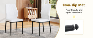 English Elm Table and Chair Set Marble Look Glass Top with Four Pu Shell Back Dining Seats W1151S04631