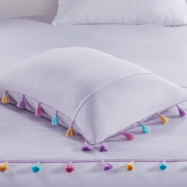 English Elm Tassel Full/Queen Comforter Set with Heart Accent Pillow, Soft Brushed Polyester, Multi-Color Tassels B035P294223