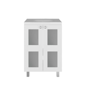 English Elm Haysi Frosted Glass Bathroom Vanity with Resin Sink and Shelved Storage Cabinet B070S00416