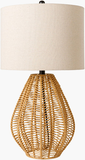 Surya Abaco Accent Table Lamp - 26" Tall Global Design With Sleek Metal Base & Beige Linen Shade For Home Decor Body, Beige,Shade (Outside), Ivory,Shade (Inside), White,Finial, Black,Harp, Metallic ,Nickel,Cord, Black Paper,Linen,Polyester,Iron Abc-002