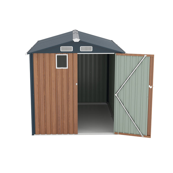 English Elm 6x8ft Outdoor Steel Storage Shed Lockable Vented Galvanized Metal Garden Backyard Tool Unit Yellow W1598P361332