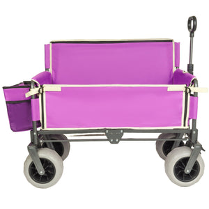 English Elm 3-in-1 Folding Wagon with Convertible Bench Seat Steel Frame 500lb All Terrain Purple W2932P390468