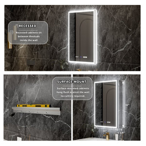 English Elm 20*32 Inch Led Medicine Cabinet with Anti-fog Gfci Outlet and Dimming Bathroom Mirror W637P349553