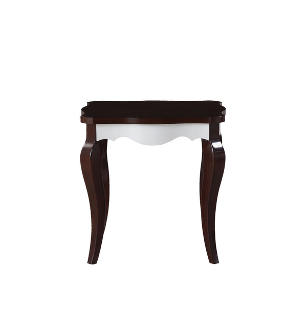 English Elm Mathias White and Wood Finish End Table with Birch Veneer Poplar Frame for Timeless Contrast and Storage Walnut 31 L x 27 W x 7 H B2726P244379