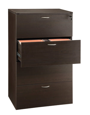 OSP Home Furnishings Napa Four Drawer Lateral File Cabinet for Executive and Home Office Use Espresso NAP-109-ESP