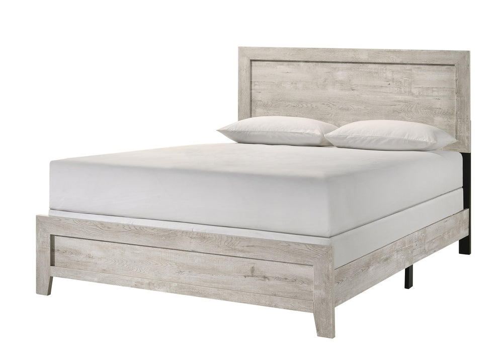 English Elm Whitewashed Twin Panel Bed Solid Wood Frame for Kids Teen or Guest Bedroom B011P444133