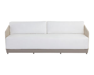 Sunpan ALLARIZ Sofa - Modern Greige Aluminum Frame with Stinson White Upholstery for Stylish Outdoor Living 109652