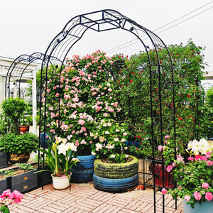 English Elm Metal Garden Arch Powder Coated Steel Trellis for Climbing Roses Outdoor Weddings Black W1586P268772