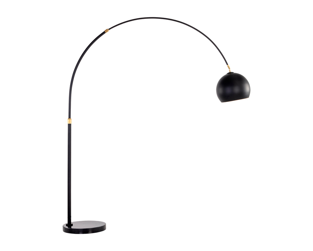 Sunpan Vern Floor Lamp – Stylish Arc Design with Unique Marble Base for Chic Living and Work Spaces Black