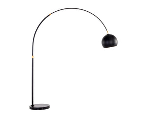 Sunpan Vern Floor Lamp – Stylish Arc Design with Unique Marble Base for Chic Living and Work Spaces Black