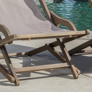 English Elm Christopher Knight Home® - NIKKI Sling Chair with Head Pillow — Portable Wood Frame Beach & Pool Lounger, Durable Polyester Fabric Grey 57 L x 26.75 W x 8.25 H 60059.00FEU