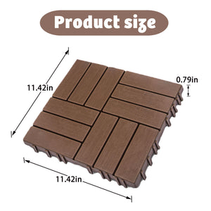 English Elm 11-pack Interlocking Wood Composite Deck Tiles Waterproof Snap Fit Patio Flooring W1578P352576